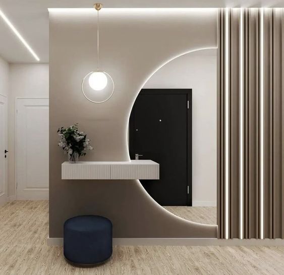 LED Mirror in Right cut Half Moon- MIRRHM1200