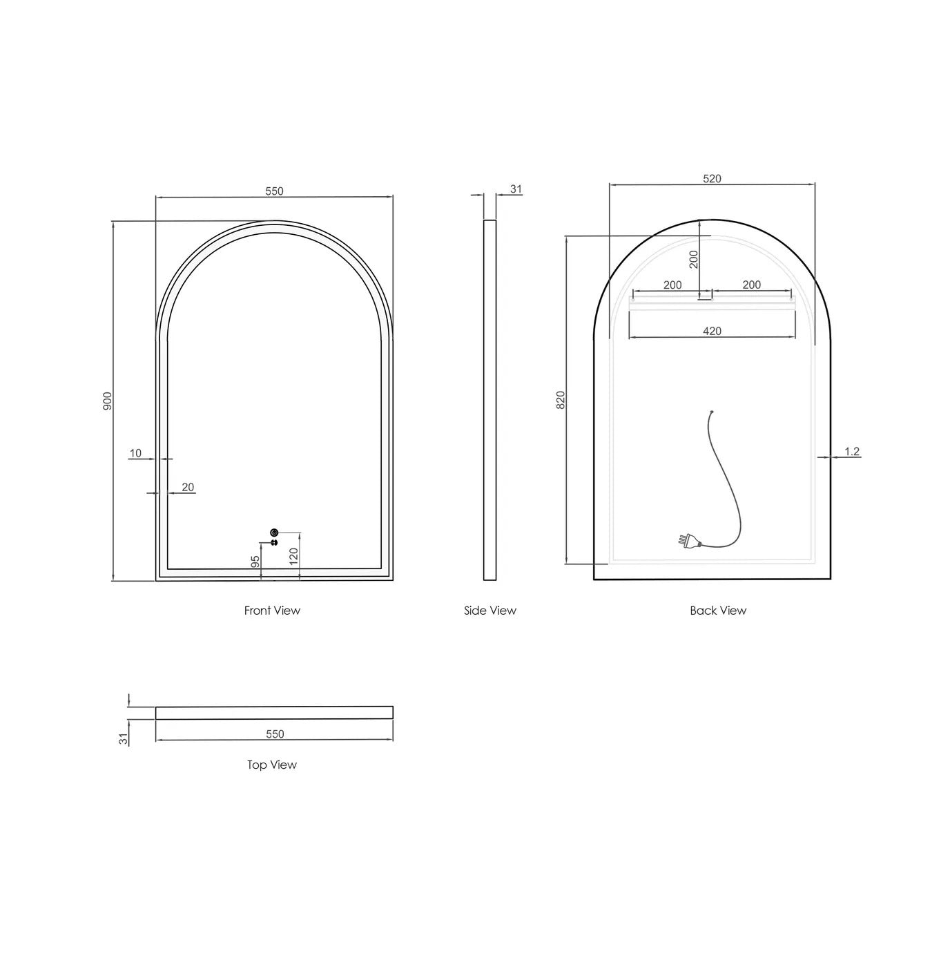 Aesthetic LED Mirror with Frame - ARCHF