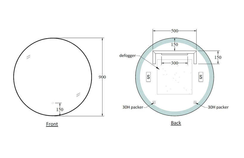LED Mirror X-202 Round 900 Frontlit
