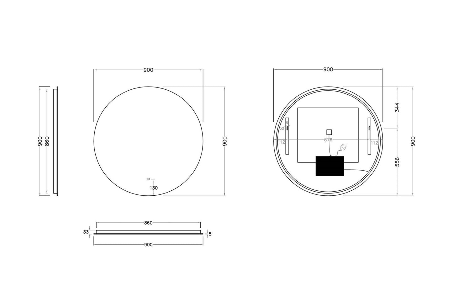 LED Mirror X-201 Round 900 Backlit