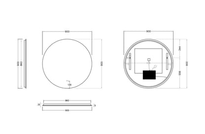 LED Mirror X-201 Round 900 Backlit