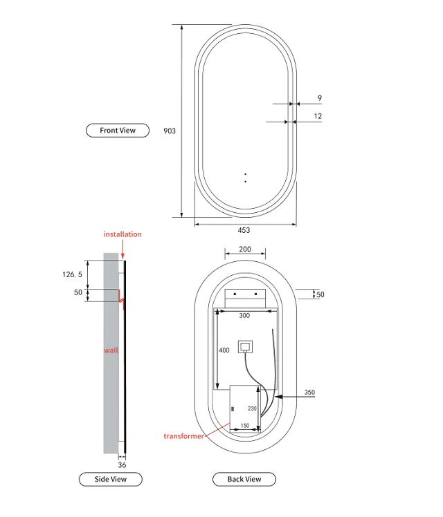 LED Mirror Oval Shape-900*450