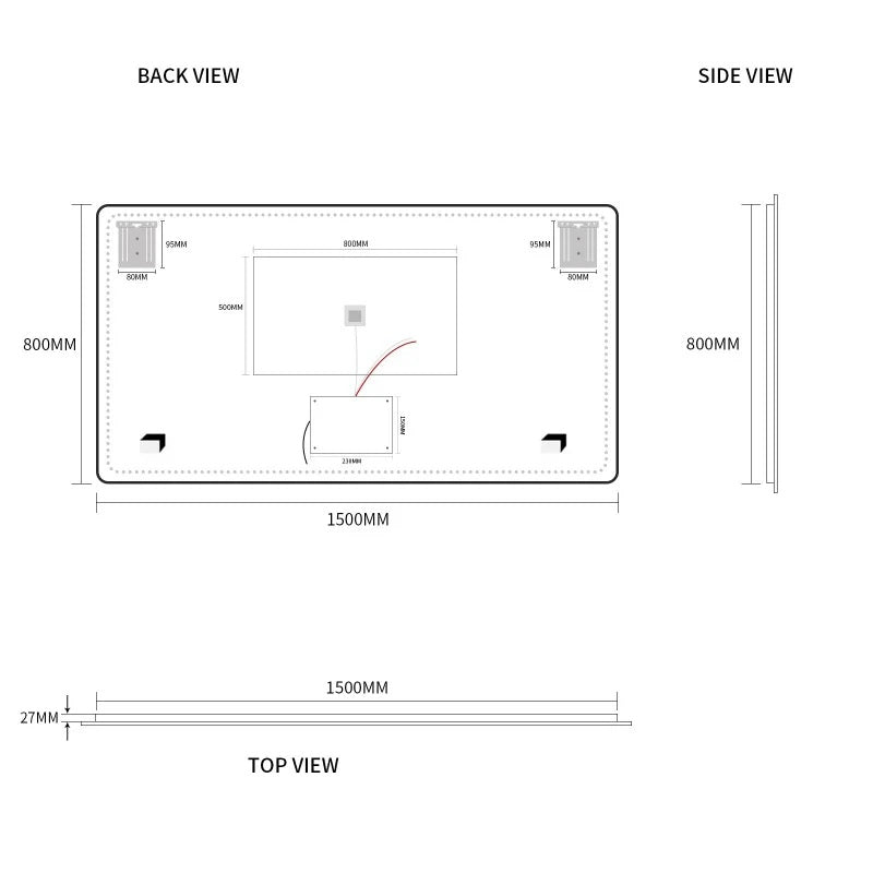 LED Mirror in Rectangle Shape- MIRE1500