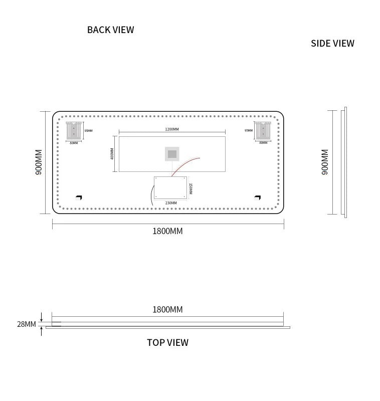 LED Mirror Rectangle-MIRREC1800*900