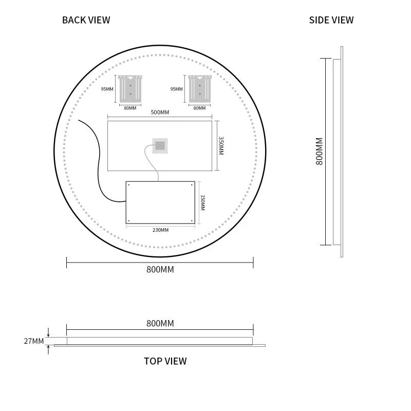 LED Mirror X-202 Round 800 Frontlit