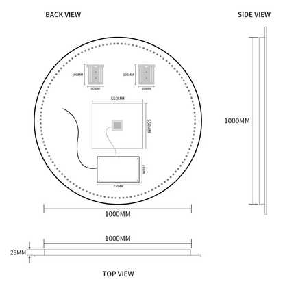 LED Mirror X-202 Round 1000 Frontlit